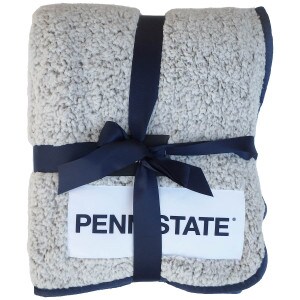 gray frosty fleece blanket with Penn State patch